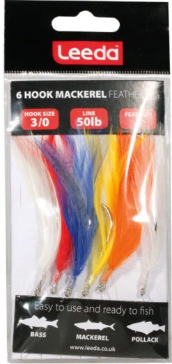 Leeda 6 Hook Mackerel Feathers